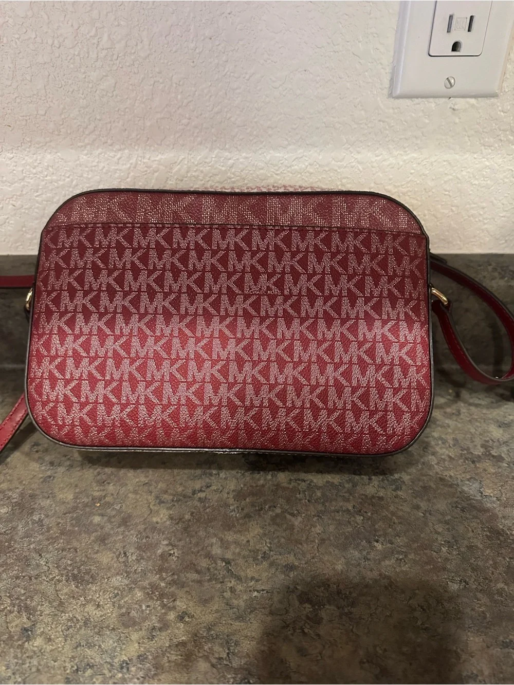 Michael Kors Red Signature Chain-Accent Crossbody
